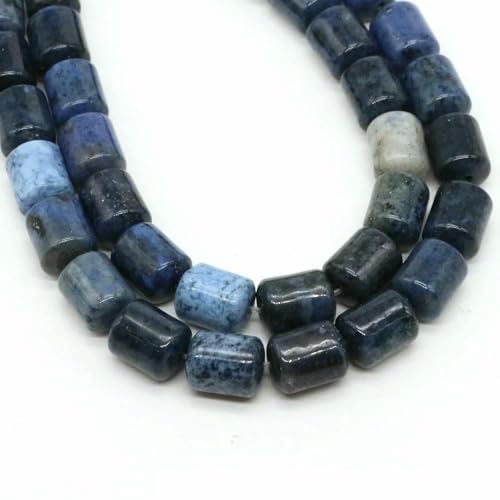 8 x 10 mm Zylinderform Natursteinperlen Tigerauge Achat Lose Abstandsperlen für Schmuckherstellung DIY Armband Halskette Zubehör-Dumortierit-37 Stück von TBSKUY