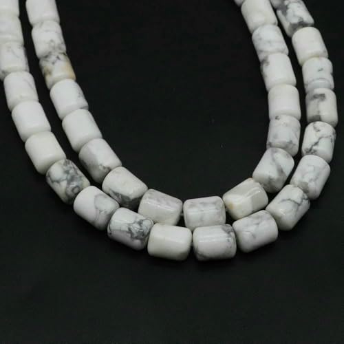 8 x 10 mm Zylinderform Natursteinperlen Tigerauge Achat Lose Abstandsperlen für Schmuckherstellung DIY Armband Halskette Zubehör-Weiß Türkis-37 Stück von TBSKUY