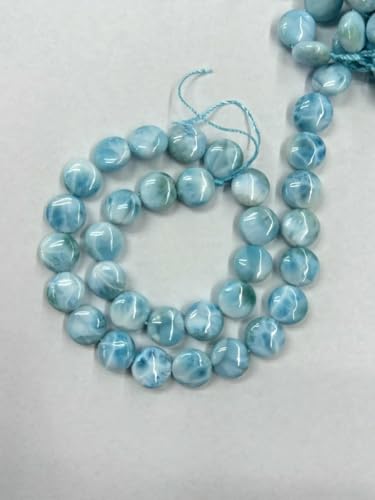 AAAA Natürliche 12-mm-Münze Dominica Larimar/Kupfer-Pektolit Naturstein DIY Lose Perlen zur Schmuckherstellung Strang 15" Großhandel-AA Larimar 12mm von TBSKUY