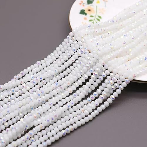 AB-Farbe Porzellanweiß 2 3 4,0 mm Rondelle Kristallglasperlen facettierte lose Abstandsperlen für die Schmuckherstellung, Schmuck, DIY-Halskette, A10, 3,0 mm, ca. 122 Stück AB-Farbe Porzellanweiß 2 3 4,0 mm Rondelle Kristallglasperlen facettierte lose Abstandsperlen für die Schmuckherstellung, Schmuck, DIY-Halskette, A10, 3,0 mm, ca. 122 Stück von TBSKUY