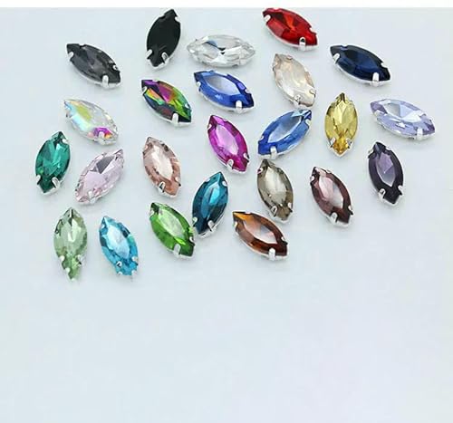 Alle Größen/Pferdeauge, 24 Farben, zum Aufnähen von Kristallglassteinen, Strasssteine, silberner Krallenknopf für Kleidung, zufällig gemischte Farben, 30 Stück, 5 x 10 mm Alle Größen/Pferdeauge, 24 Farben, zum Aufnähen von Kristallglassteinen, Strasssteine, silberner Krallenknopf für Kleidung, zufällig gemischte Farben, 30 Stück, 5 x 10 mm von TBSKUY