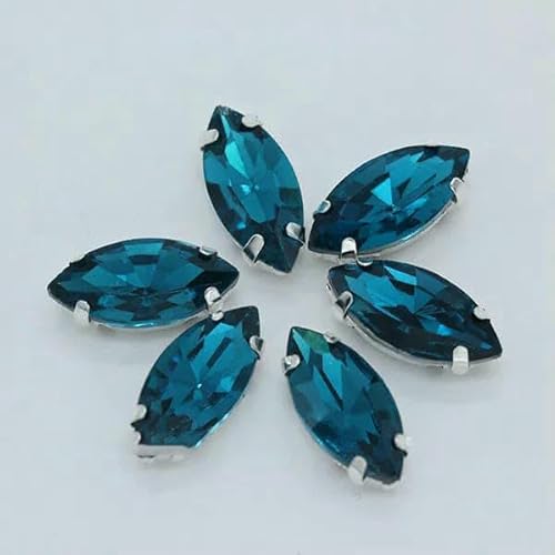 Alle Größen/Pferdeauge, 24 Farben, zum Aufnähen von Kristallglassteinen, Strasssteinen, silberner Krallenknopf für Kleidung, Capriblau, 20 Stück, 4 x 15 mm Alle Größen/Pferdeauge, 24 Farben, zum Aufnähen von Kristallglassteinen, Strasssteinen, silberner Krallenknopf für Kleidung, Capriblau, 20 Stück, 4 x 15 mm von TBSKUY
