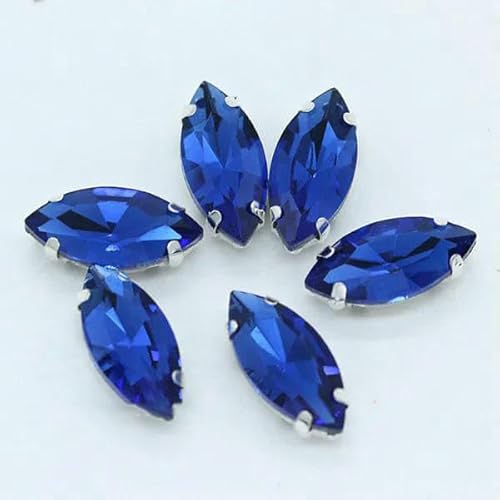Alle Größen/Pferdeauge, 24 Farben, zum Aufnähen von Kristallglassteinen, Strasssteinen, silberner Krallenknopf für Kleidung, Saphir, 20 Stück, 7 x 15 mm Alle Größen/Pferdeauge, 24 Farben, zum Aufnähen von Kristallglassteinen, Strasssteinen, silberner Krallenknopf für Kleidung, Saphir, 20 Stück, 7 x 15 mm von TBSKUY