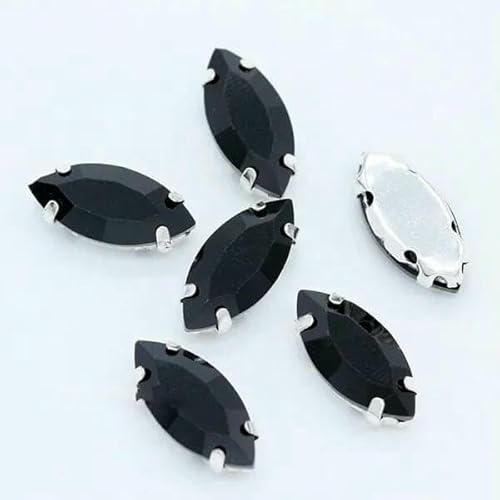 Alle Größen/Pferdeauge, 24 Farben, zum Aufnähen von Kristallglassteinen, Strasssteinen, silberner Krallenknopf für Kleidung, Schwarz, 20 Stück, 7 x 15 mm Alle Größen/Pferdeauge, 24 Farben, zum Aufnähen von Kristallglassteinen, Strasssteinen, silberner Krallenknopf für Kleidung, Schwarz, 20 Stück, 7 x 15 mm von TBSKUY