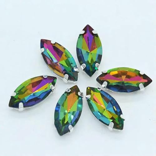 Alle Größen/Pferdeauge, 24 Farben, zum Aufnähen von Kristallglassteinen, Strasssteinen, silberner Krallenknopf für Kleidung, mittelgroß, 9 Stück, 13 x 27 mm Alle Größen/Pferdeauge, 24 Farben, zum Aufnähen von Kristallglassteinen, Strasssteinen, silberner Krallenknopf für Kleidung, mittelgroß, 9 Stück, 13 x 27 mm von TBSKUY