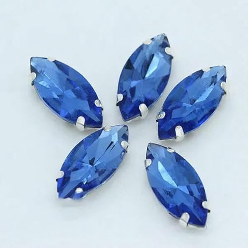 Alle Größen/Pferdeauge, 24 Farben, zum Aufnähen von Kristallglassteinen, Strasssteinen, silberner Krallenknopf für Kleidung, mittlerer Saphir, 30 Stück, 5 x 10 mm Alle Größen/Pferdeauge, 24 Farben, zum Aufnähen von Kristallglassteinen, Strasssteinen, silberner Krallenknopf für Kleidung, mittlerer Saphir, 30 Stück, 5 x 10 mm von TBSKUY