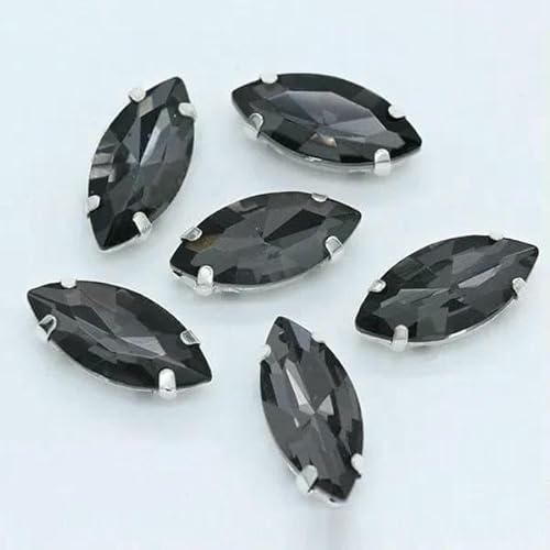 Alle Größen/Pferdeauge, 24 Farben, zum Aufnähen von Kristallglassteinen, Strasssteinen, silberner Krallenknopf für Kleidung, schwarzer Diamant, 6 Stück, 17 x 32 mm Alle Größen/Pferdeauge, 24 Farben, zum Aufnähen von Kristallglassteinen, Strasssteinen, silberner Krallenknopf für Kleidung, schwarzer Diamant, 6 Stück, 17 x 32 mm von TBSKUY
