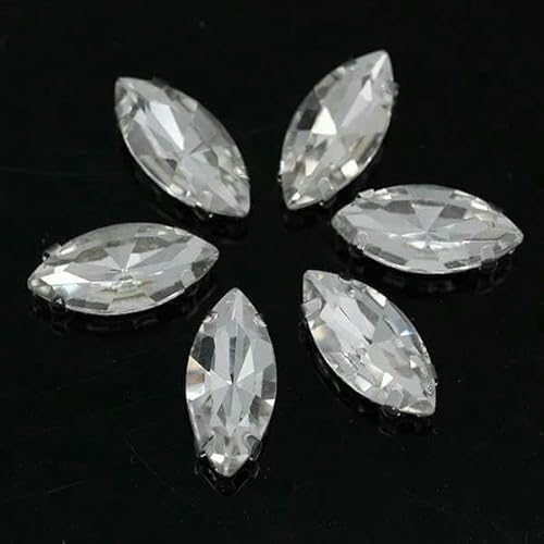 Alle Größen/Pferdeauge, 24 Farben, zum Aufnähen von Kristallglassteinen, Strasssteinen, silberner Krallenknopf für Kleidung, transparent, 9 Stück, 13 x 27 mm Alle Größen/Pferdeauge, 24 Farben, zum Aufnähen von Kristallglassteinen, Strasssteinen, silberner Krallenknopf für Kleidung, transparent, 9 Stück, 13 x 27 mm von TBSKUY
