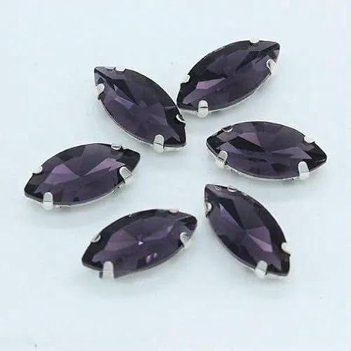 Alle Größen/Pferdeauge, 24 Farben, zum Aufnähen von Kristallglassteinen, Strasssteinen, silberner Krallenknopf für Kleidung, violett, 6 Stück, 17 x 32 mm Alle Größen/Pferdeauge, 24 Farben, zum Aufnähen von Kristallglassteinen, Strasssteinen, silberner Krallenknopf für Kleidung, violett, 6 Stück, 17 x 32 mm von TBSKUY