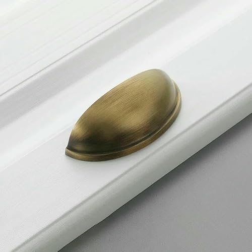 Bronzener amerikanischer Retro-Schnörkel für Möbel, Schranktür, Einlochgriff, Kupfer, Halbkreis, antiker Kupfer-Schrankgriff-5363Vintage Brass-76 von TBSKUY