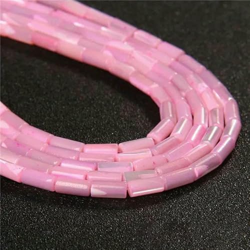 Bunte natürliche Süßwasser-Muschel-Röhrenperlen, gefärbte Perlmutt-Muschel, lose Perlen für die Schmuckherstellung, DIY-Armband, Halskette, 15 Zoll - 5 Röhren, 4 x 8 mm von TBSKUY