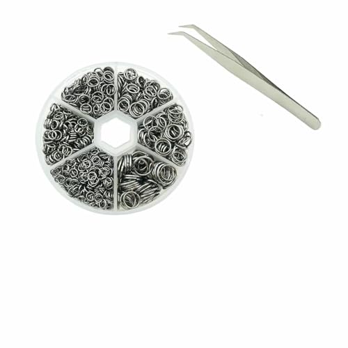 Ca. 1000 Stück offene Biegeringe in 6 verschiedenen Größen, 4,0 mm, 5 mm, 6 mm, 8 mm, 10 mm, 12 mm mit 1 Biegering-Öffnungs-/Schließwerkzeug für Heimwerkerarbeiten – Gun Black – 6 Größen-Set Ca. 1000 Stück offene Biegeringe in 6 verschiedenen Größen, 4,0 mm, 5 mm, 6 mm, 8 mm, 10 mm, 12 mm mit 1 Biegering-Öffnungs-/Schließwerkzeug für Heimwerkerarbeiten – Gun Black – 6 Größen-Set von TBSKUY