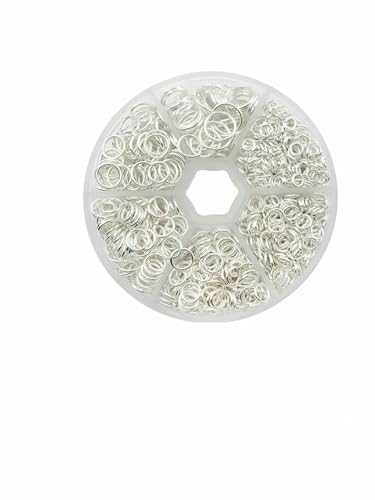 Ca. 1000 Stück offene Biegeringe in 6 verschiedenen Größen, 4,0 mm, 5 mm, 6 mm, 8 mm, 10 mm, 12 mm mit 1 Biegering-Öffnungs-/Schließwerkzeug für Heimwerkerarbeiten – Silber – 6 Größen Ca. 1000 Stück offene Biegeringe in 6 verschiedenen Größen, 4,0 mm, 5 mm, 6 mm, 8 mm, 10 mm, 12 mm mit 1 Biegering-Öffnungs-/Schließwerkzeug für Heimwerkerarbeiten – Silber – 6 Größen von TBSKUY