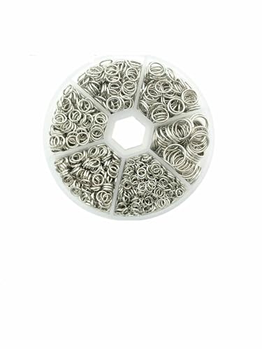 Ca. 1000 Stück offene Biegeringe in 6 verschiedenen Größen, 4,0 mm, 5 mm, 6 mm, 8 mm, 10 mm, 12 mm mit 1 Biegering-Öffnungs-/Schließwerkzeug für Heimwerkerarbeiten – Weiß K – 6 Größen Ca. 1000 Stück offene Biegeringe in 6 verschiedenen Größen, 4,0 mm, 5 mm, 6 mm, 8 mm, 10 mm, 12 mm mit 1 Biegering-Öffnungs-/Schließwerkzeug für Heimwerkerarbeiten – Weiß K – 6 Größen von TBSKUY