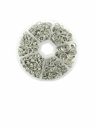 Ca. 1000 Stück offene Biegeringe in 6 verschiedenen Größen, 4,0 mm, 5 mm, 6 mm, 8 mm, 10 mm, 12 mm mit 1 Biegering-Öffnungs-/Schließwerkzeug für Heimwerkerarbeiten – Weiß K 7 Stück von TBSKUY