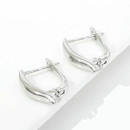 DIY Ohrringherstellungszubehör 18 Karat vergoldete glatte Ohrringhakenverschlüsse Messing Metall Ohrhaken, Schmuckherstellungszubehör-Rhodium plattiert-4 Stück von TBSKUY