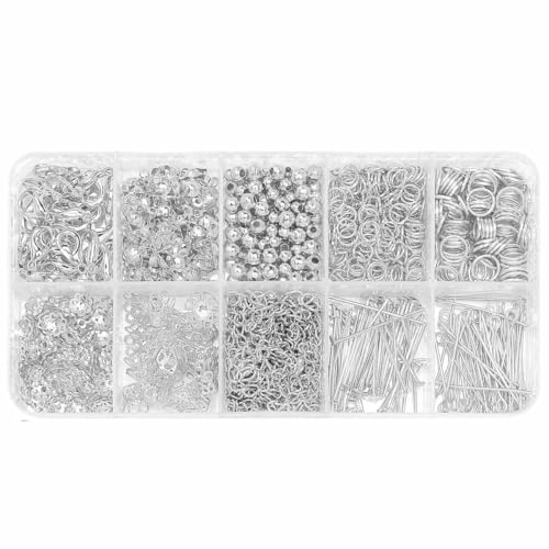 DIY-Schmuckherstellungsset, 10 Gitter, 820-teilige Legierungskette mit verschiedenen Verschlussarten, professionell für Armband- und Ohrringbasteln, SL DIY-Schmuckherstellungsset, 10 Gitter, 820-teilige Legierungskette mit verschiedenen Verschlussarten, professionell für Armband- und Ohrringbasteln, SL von TBSKUY