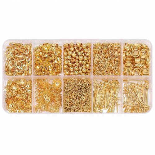 DIY-Schmuckherstellungsset, 10 Gitter, 820-teilige Legierungskette mit verschiedenen Verschlussarten, professionell für Armband- und Ohrringhandwerk-GD DIY-Schmuckherstellungsset, 10 Gitter, 820-teilige Legierungskette mit verschiedenen Verschlussarten, professionell für Armband- und Ohrringhandwerk-GD von TBSKUY