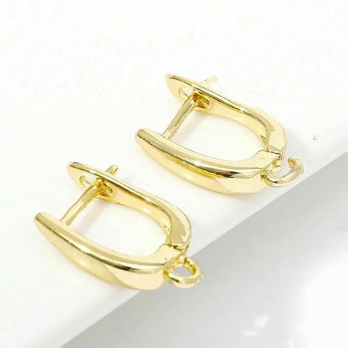 DIY-Zubehör zur Herstellung von Ohrringen, 18 Karat vergoldet, glatte Ohrringhaken, Messing-Metall-Ohrhaken, Zubehör zur Schmuckherstellung, 18 Karat vergoldet, a, 4 Stück von TBSKUY
