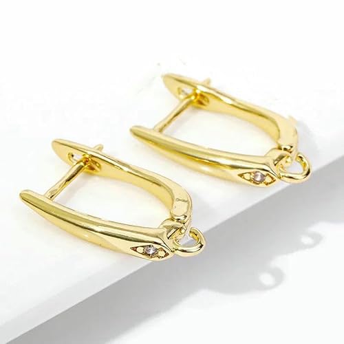 DIY-Zubehör zur Herstellung von Ohrringen, 18 Karat vergoldet, glatte Ohrringhaken, Messing-Metall-Ohrhaken, Zubehör zur Schmuckherstellung, 18 Karat vergoldet, b, 4 Stück von TBSKUY