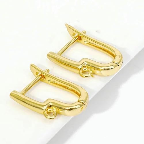 DIY-Zubehör zur Herstellung von Ohrringen, 18 Karat vergoldet, glatte Ohrringhaken, Messing-Metall-Ohrhaken, Zubehör zur Schmuckherstellung, 18 Karat vergoldet, e, 4 Stück von TBSKUY