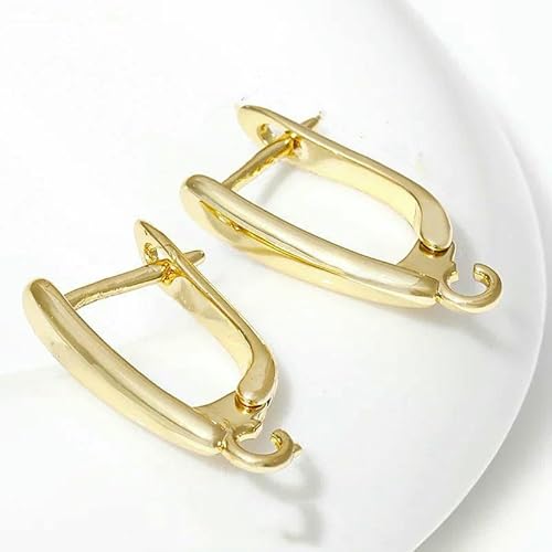 DIY-Zubehör zur Herstellung von Ohrringen, 18 Karat vergoldet, glatte Ohrringhaken, Messing-Metall-Ohrhaken, Zubehör zur Schmuckherstellung, 18 Karat vergoldet_j, 8 Stück von TBSKUY