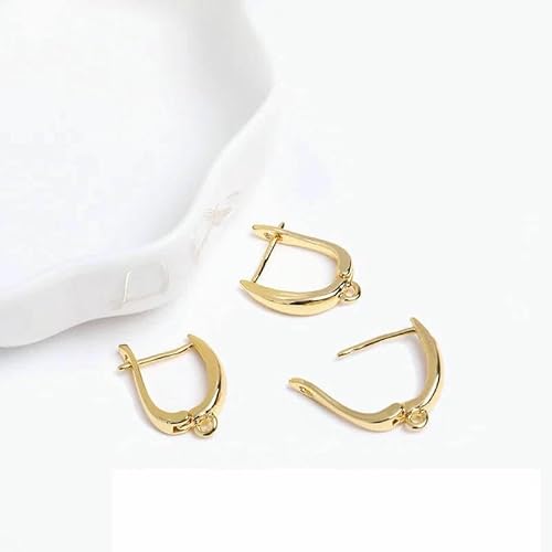 DIY-Zubehör zur Herstellung von Ohrringen, 18 Karat vergoldet, glatte Ohrringhaken, Messing-Metall-Ohrhaken, Zubehör zur Schmuckherstellung, 18 Karat vergoldet_o, 4 Stück von TBSKUY
