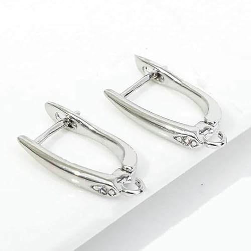 DIY-Zubehör zur Herstellung von Ohrringen, 18 Karat vergoldet, glatte Ohrringhakenverschlüsse, Ohrhaken aus Messingmetall, Zubehör zur Schmuckherstellung-Rhodium plattiert_b-8 Stück von TBSKUY