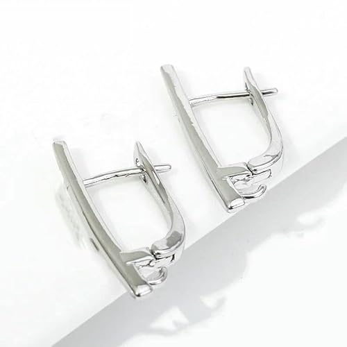 DIY-Zubehör zur Herstellung von Ohrringen, 18 Karat vergoldet, glatte Ohrringhakenverschlüsse, Ohrhaken aus Messingmetall, Zubehör zur Schmuckherstellung-Rhodium plattiert_c-6 Stück von TBSKUY