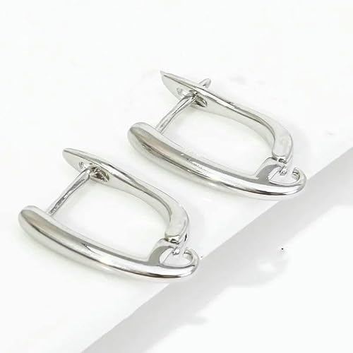 DIY-Zubehör zur Herstellung von Ohrringen, 18 Karat vergoldet, glatte Ohrringhakenverschlüsse, Ohrhaken aus Messingmetall, Zubehör zur Schmuckherstellung-Rhodium plattiert_f-4 Stück von TBSKUY