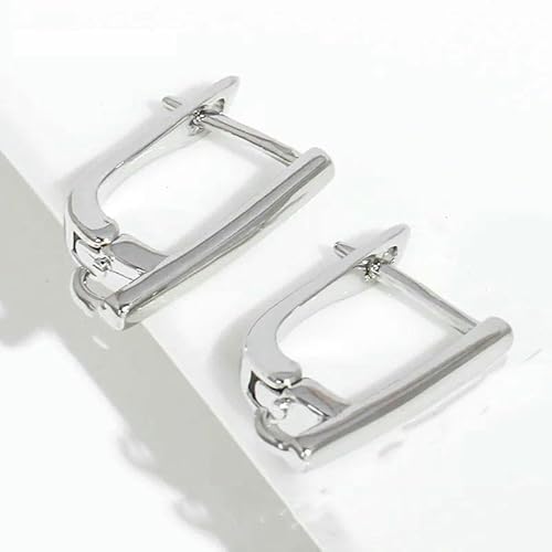 DIY-Zubehör zur Herstellung von Ohrringen, 18 Karat vergoldet, glatte Ohrringhakenverschlüsse, Ohrhaken aus Messingmetall, Zubehör zur Schmuckherstellung-Rhodium plattiert_h-4 Stück von TBSKUY
