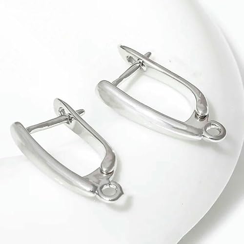 DIY-Zubehör zur Herstellung von Ohrringen, 18 Karat vergoldet, glatte Ohrringhakenverschlüsse, Ohrhaken aus Messingmetall, Zubehör zur Schmuckherstellung-Rhodium plattiert_j-8 Stück von TBSKUY