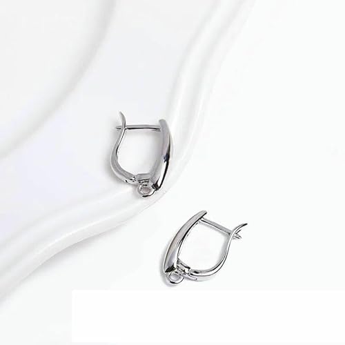 DIY-Zubehör zur Herstellung von Ohrringen, 18 Karat vergoldet, glatte Ohrringhakenverschlüsse, Ohrhaken aus Messingmetall, Zubehör zur Schmuckherstellung-Rhodium plattiert_o-4 Stück DIY-Zubehör zur Herstellung von Ohrringen, 18 Karat vergoldet, glatte Ohrringhakenverschlüsse, Ohrhaken aus Messingmetall, Zubehör zur Schmuckherstellung-Rhodium plattiert_o-4 Stück von TBSKUY