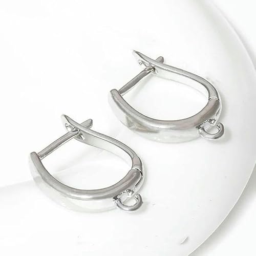 DIY-Zubehör zur Herstellung von Ohrringen, 18 Karat vergoldet, glatte Ohrringhakenverschlüsse, Ohrhaken aus Messingmetall, Zubehör zur Schmuckherstellung - rhodiniert_g-4 Stück von TBSKUY