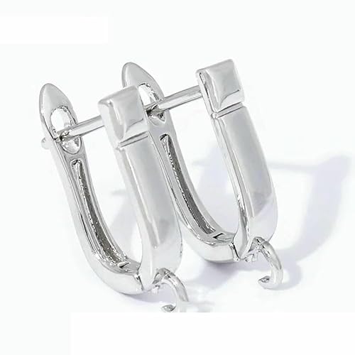 DIY-Zubehör zur Herstellung von Ohrringen, 18 Karat vergoldet, glatte Ohrringhakenverschlüsse, Ohrhaken aus Messingmetall, Zubehör zur Schmuckherstellung - rhodiniert_m-6 Stück von TBSKUY