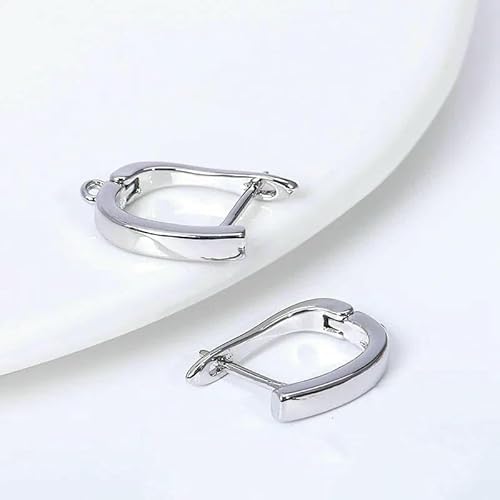 DIY-Zubehör zur Herstellung von Ohrringen, 18 Karat vergoldet, glatte Ohrringhakenverschlüsse, Ohrhaken aus Messingmetall, Zubehör zur Schmuckherstellung - rhodiniert_q-4 Stück von TBSKUY