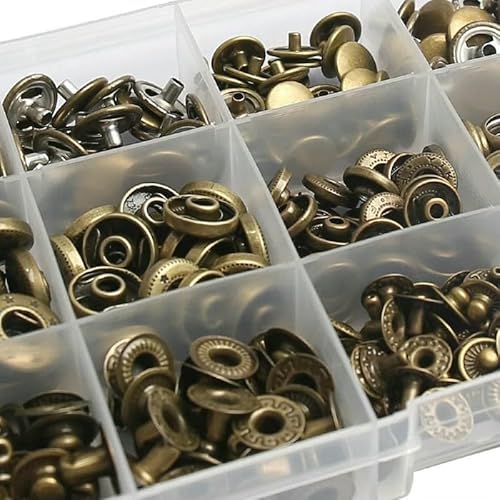 Druckknöpfe aus Metall, Knopf-Sets mit Befestigungselementen, Botones-Montagezange, Nähzubehör für Kleidung, Jacken, Lederhandwerk, 633 mit Werkzeug von TBSKUY