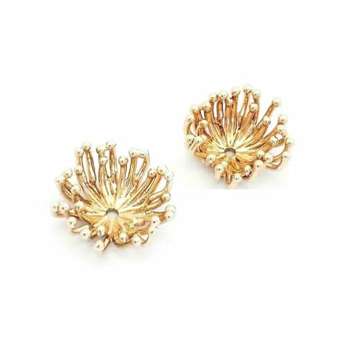 Durchmesser 12 MM 14,0 mm 15 MM 18 MM 18 Karat Goldfarbe Messing Blumenkappen Perlenkappen DIY Schmuckherstellung Ohrringe Zubehör für Frauen-39545-18 Karat Goldfarbe von TBSKUY