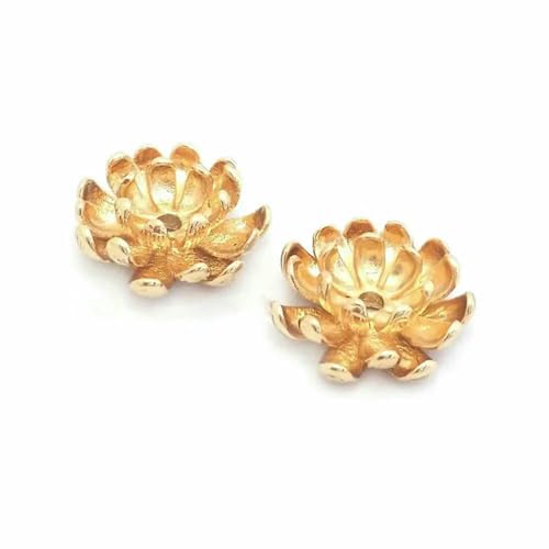 Durchmesser 12 MM 14,0 mm 15 MM 18 MM 18 Karat Goldfarbe Messing Blumenkappen Perlenkappen DIY Schmuckherstellung Ohrringe Zubehör für Frauen-39722-18 Karat Goldfarbe von TBSKUY