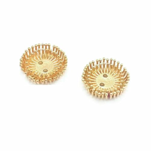 Durchmesser 12 MM 14,0 mm 15 MM 18 MM 18 Karat Goldfarbe Messing Blumenkappen Perlenkappen DIY Schmuckherstellung Ohrringe Zubehör für Frauen-40744-18 Karat Goldfarbe von TBSKUY
