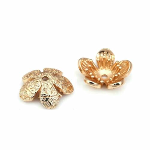 Durchmesser 12 MM 14,0 mm 15 MM 18 MM 18 Karat Goldfarbe Messing Blumenkappen Perlenkappen DIY Schmuckherstellung Ohrringe Zubehör für Frauen-42777-18 Karat Goldfarbe von TBSKUY