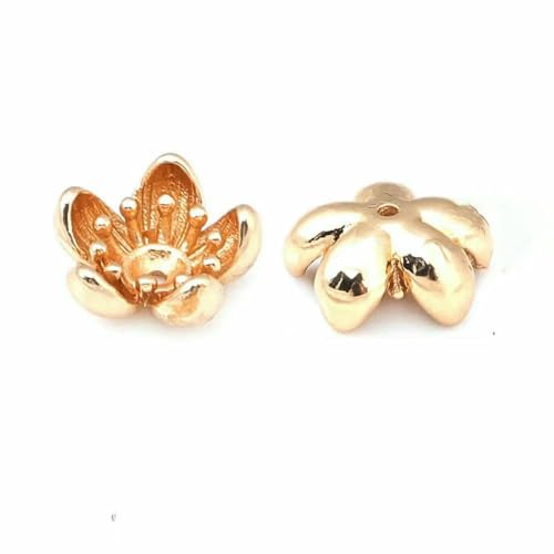 Durchmesser 12 MM 14,0 mm 15 MM 18 MM 18 Karat Goldfarbe Messing Blumenkappen Perlenkappen DIY Schmuckherstellung Ohrringe Zubehör für Frauen-45215-18 Karat Goldfarbe von TBSKUY