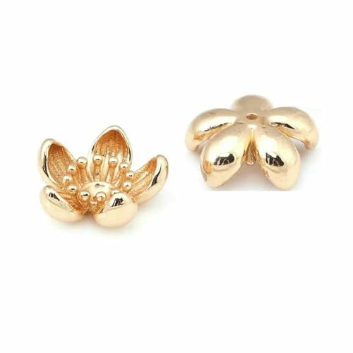Durchmesser 12 MM 14,0 mm 15 MM 18 MM 18 Karat Goldfarbe Messing Blumenkappen Perlenkappen DIY Schmuckherstellung Ohrringe Zubehör für Frauen-45216-18 Karat Goldfarbe von TBSKUY