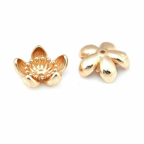 Durchmesser 12 MM 14,0 mm 15 MM 18 MM 18 Karat Goldfarbe Messing Blumenkappen Perlenkappen DIY Schmuckherstellung Ohrringe Zubehör für Frauen-45217-18 Karat Goldfarbe von TBSKUY