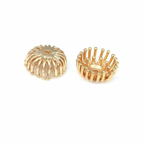 Durchmesser 12 MM 14,0 mm 15 MM 18 MM 18 Karat Goldfarbe Messing Blumenkappen Perlenkappen DIY Schmuckherstellung Ohrringe Zubehör für Frauen-46196-18 Karat Goldfarbe von TBSKUY