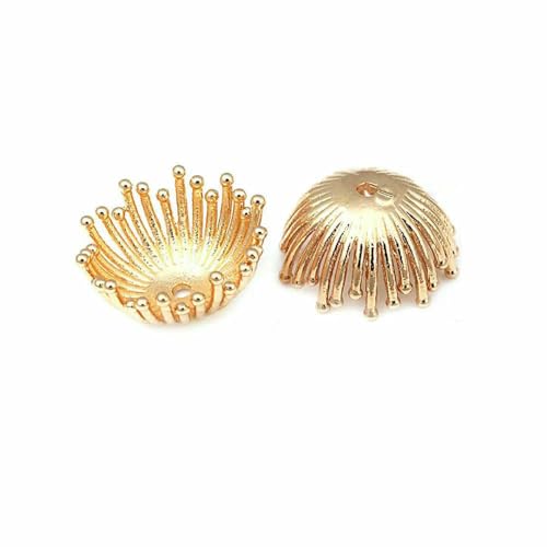 Durchmesser 12 MM 14,0 mm 15 MM 18 MM 18 Karat Goldfarbe Messing Blumenkappen Perlenkappen DIY Schmuckherstellung Ohrringe Zubehör für Frauen-46197-18 Karat Goldfarbe von TBSKUY