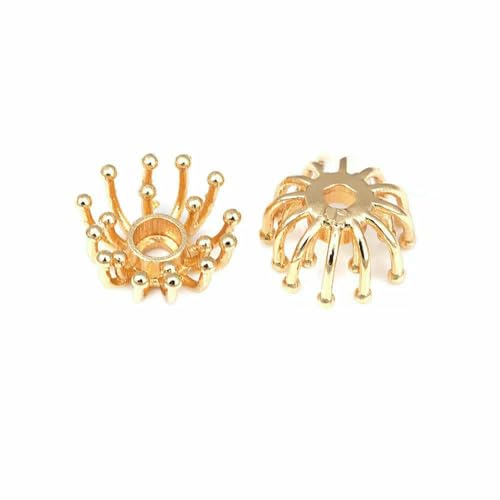 Durchmesser 12 MM 14,0 mm 15 MM 18 MM 18 Karat Goldfarbe Messing Blumenkappen Perlenkappen DIY Schmuckherstellung Ohrringe Zubehör für Frauen-46198-18 Karat Goldfarbe von TBSKUY