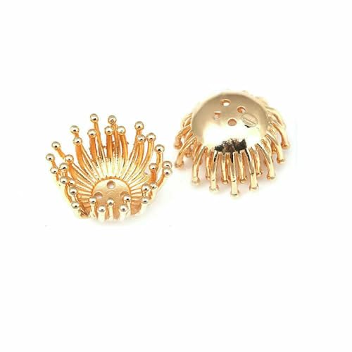 Durchmesser 12 MM 14,0 mm 15 MM 18 MM 18 Karat Goldfarbe Messing Blumenkappen Perlenkappen DIY Schmuckherstellung Ohrringe Zubehör für Frauen-46203-18 Karat Goldfarbe von TBSKUY