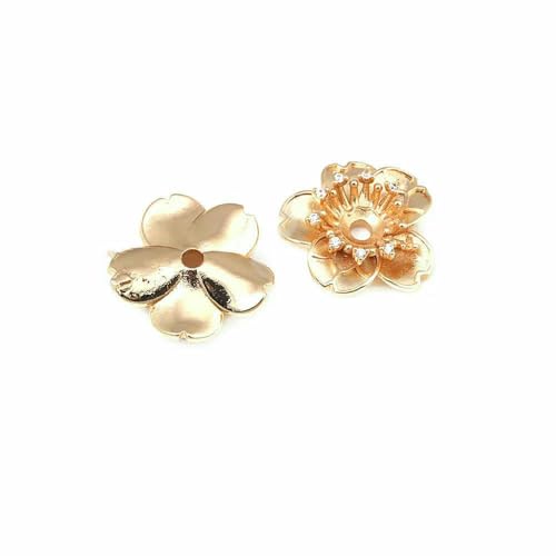 Durchmesser 12 MM 14,0 mm 15 MM 18 MM 18 Karat Goldfarbe Messing Blumenkappen Perlenkappen DIY Schmuckherstellung Ohrringe Zubehör für Frauen-46206-18 Karat Goldfarbe von TBSKUY