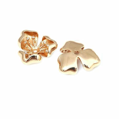 Durchmesser 12 MM 14,0 mm 15 MM 18 MM 18 Karat Goldfarbe Messing Blumenkappen Perlenkappen DIY Schmuckherstellung Ohrringe Zubehör für Frauen-46207-18 Karat Goldfarbe von TBSKUY
